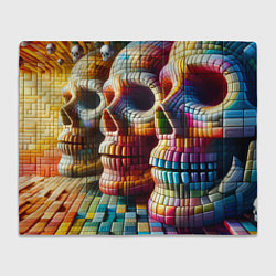 Плед флисовый Три черепа - авангард нейросеть, цвет: 3D-велсофт
