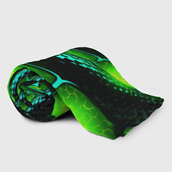Плед флисовый Зеленая змеиная абстрактная текстура, цвет: 3D-велсофт — фото 2