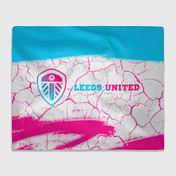 Плед флисовый Leeds United neon gradient style по-горизонтали, цвет: 3D-велсофт