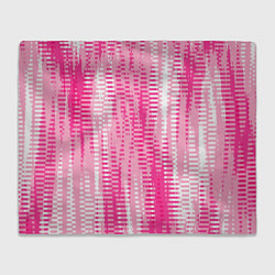 Плед флисовый Бело-розовый полосатый, цвет: 3D-велсофт