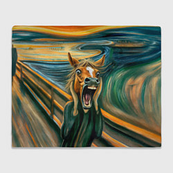 Плед флисовый Лошадь кричит на картине Эдварда Мунка, цвет: 3D-велсофт