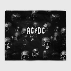 Плед флисовый AC DC - черные черепа, цвет: 3D-велсофт