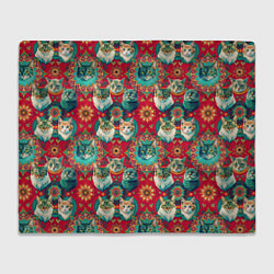 Плед Мандала с кошачьим орнаментом