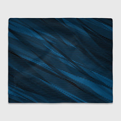 Плед флисовый Полосатый чёрно-синий, цвет: 3D-велсофт