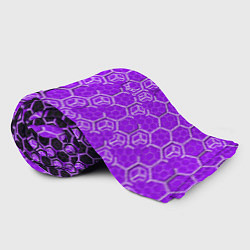 Плед флисовый Техно-киберпанк шестиугольники фиолетовый и чёрный, цвет: 3D-велсофт — фото 2