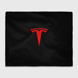 Плед флисовый Tesla red logo, цвет: 3D-велсофт