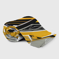Плед флисовый Жёлто-серые полосы на чёрном фоне, цвет: 3D-велсофт — фото 2