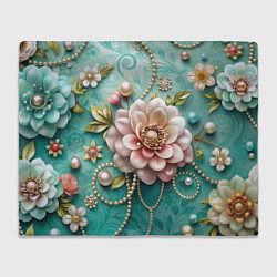 Плед флисовый Объемные цветы и жемчуг, цвет: 3D-велсофт