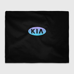Плед флисовый KIA logo neon, цвет: 3D-велсофт