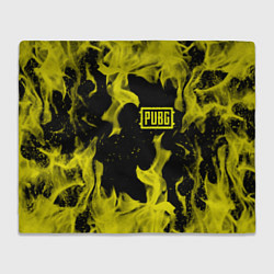 Плед флисовый PUBG жёлтый огонь, цвет: 3D-велсофт