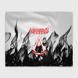 Плед флисовый Assassins Creed огненное лого гейм, цвет: 3D-велсофт
