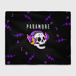 Плед флисовый Paramore неоновый череп, цвет: 3D-велсофт