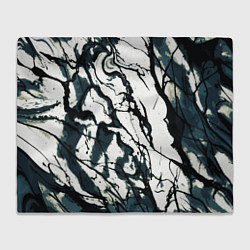 Плед Абстрактная текстура мрамор белый с тёмно-синим