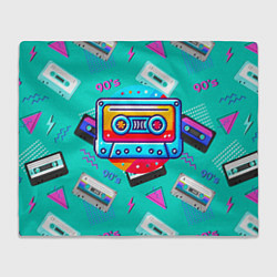 Плед флисовый Кассеты и надпись 90s, цвет: 3D-велсофт