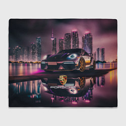Плед флисовый Porshe night city, цвет: 3D-велсофт