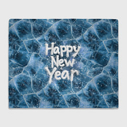 Плед флисовый Happy New year with snow on ice, цвет: 3D-велсофт