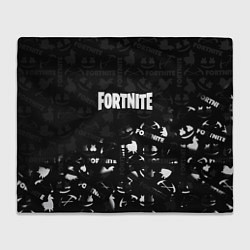 Плед флисовый Fortnite pattern black, цвет: 3D-велсофт