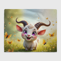 Плед флисовый Козлёнок на лугу, цвет: 3D-велсофт
