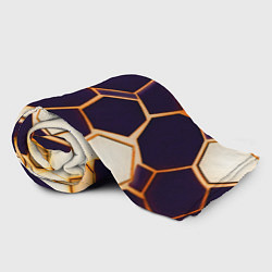 Плед флисовый Чёрные шестиугольники на чёрном фоне, цвет: 3D-велсофт — фото 2