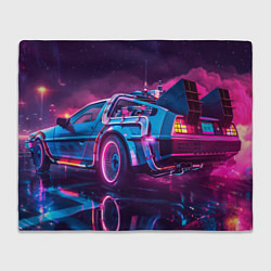 Плед флисовый Delorean - back to the future neon, цвет: 3D-велсофт