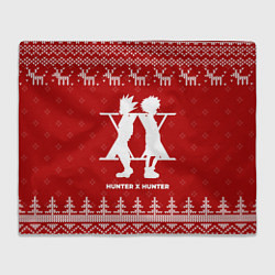 Плед флисовый Новогодний Hunter x Hunter с оленями, цвет: 3D-велсофт