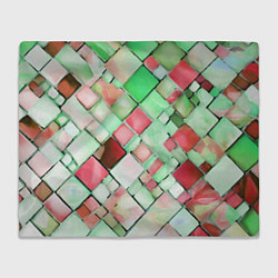 Плед флисовый Red and green relief squares, цвет: 3D-велсофт