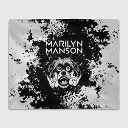 Плед флисовый Marilyn Manson рок пес, цвет: 3D-велсофт