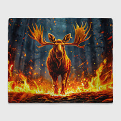 Плед флисовый Лось в огне, цвет: 3D-велсофт