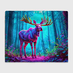 Плед флисовый Лось в сереневом свете, цвет: 3D-велсофт