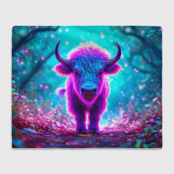 Плед флисовый Белый буйвол, цвет: 3D-велсофт