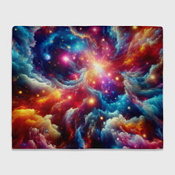 Плед флисовый Colorfull neon space clouds - ai art fantasy, цвет: 3D-велсофт