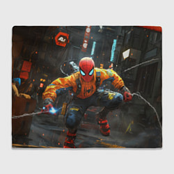 Плед флисовый Человек паук бежит, цвет: 3D-велсофт