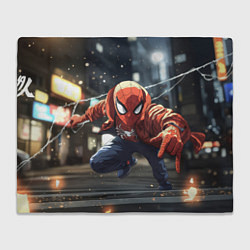 Плед флисовый Человек-паук запускает паутину, цвет: 3D-велсофт