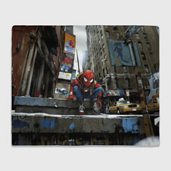 Плед флисовый Spiderman New York city, цвет: 3D-велсофт