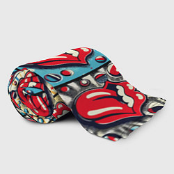 Плед флисовый Rolling Stones logo - pop art, цвет: 3D-велсофт — фото 2