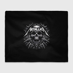 Плед флисовый Metallica - a skull with roses and thorns, цвет: 3D-велсофт