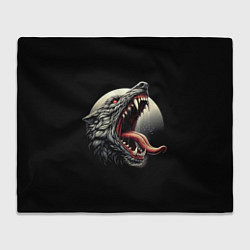 Плед флисовый Волчья морда на фоне луны - нейроарт, цвет: 3D-велсофт