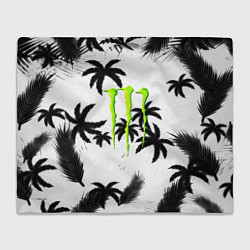 Плед флисовый Monster energy пальмы, цвет: 3D-велсофт