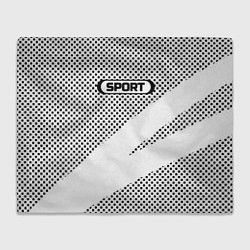 Плед флисовый Sport чёрно-белый с полосой, цвет: 3D-велсофт
