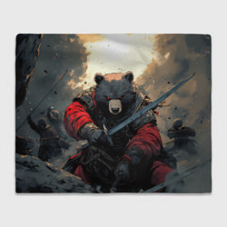 Плед флисовый Медведь самурай, цвет: 3D-велсофт