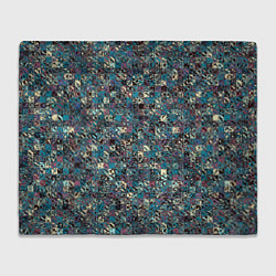 Плед флисовый Бордово-голубой квадратный паттерн, цвет: 3D-велсофт