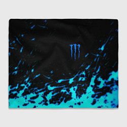 Плед флисовый Monster energy голубые краски, цвет: 3D-велсофт