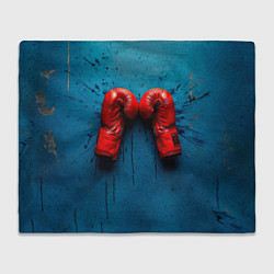 Плед флисовый Бойцовские перчатки на синем, цвет: 3D-велсофт