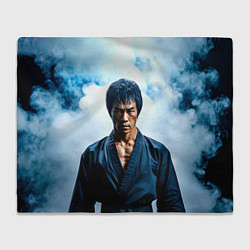 Плед флисовый Брюс Ли в дыму, цвет: 3D-велсофт