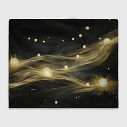 Плед флисовый Золотистый свет на черной текстуре, цвет: 3D-велсофт