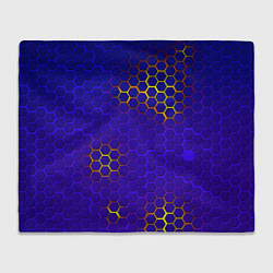 Плед флисовый Неоновые соты броня, цвет: 3D-велсофт