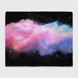 Плед флисовый Розово-голубое облако на черном фоне, цвет: 3D-велсофт
