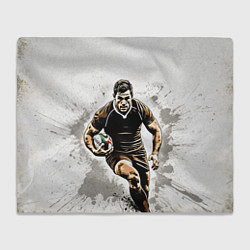 Плед флисовый Регбист в сером, цвет: 3D-велсофт