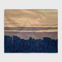 Плед флисовый Городской пейзаж стилизованный, цвет: 3D-велсофт