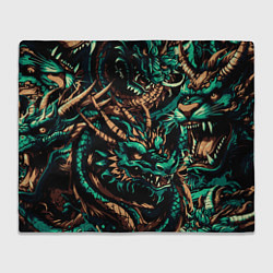 Плед флисовый Японские драконы ирезуми, цвет: 3D-велсофт